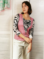 Load image into Gallery viewer, Vintage 90s Kitsch pink animal print top blouse
