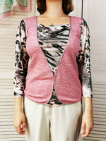 Load image into Gallery viewer, Vintage 90s Kitsch pink animal print top blouse
