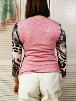 Load image into Gallery viewer, Vintage 90s Kitsch pink animal print top blouse
