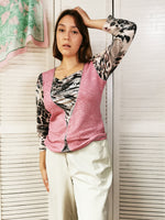 Load image into Gallery viewer, Vintage 90s Kitsch pink animal print top blouse
