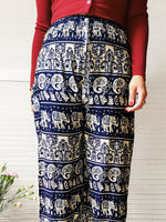 Load image into Gallery viewer, Vintage 90s Ethnic Folk print blue harem pants
