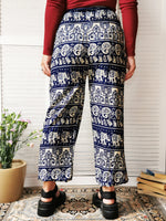 Load image into Gallery viewer, Vintage 90s Ethnic Folk print blue harem pants
