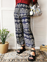 Load image into Gallery viewer, Vintage 90s Ethnic Folk print blue harem pants
