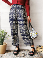 Load image into Gallery viewer, Vintage 90s Ethnic Folk print blue harem pants
