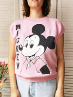 Load image into Gallery viewer, Vintage 90s pink Mickey sleeveless sweatshirt vest top
