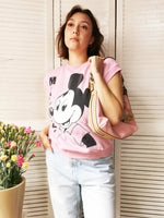 Load image into Gallery viewer, Vintage 90s pink Mickey sleeveless sweatshirt vest top
