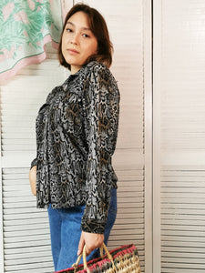 Vintage 90s snakeskin print jersey oversize blouse