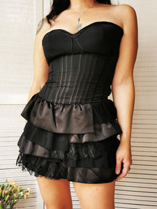 Vintage Y2K black strapless bandeau tutu party dress