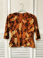 Load image into Gallery viewer, Vintage 90s brown shimmer peplum blouse top
