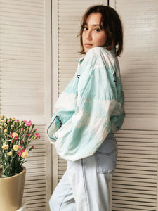 Vintage 90s pastel blue egg shell unisex bomber jacket