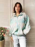 Load image into Gallery viewer, Vintage 90s pastel blue egg shell unisex bomber jacket
