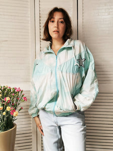 Vintage 90s pastel blue egg shell unisex bomber jacket