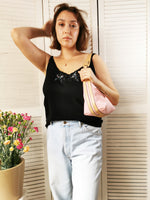 Load image into Gallery viewer, Vintage 90s basic beaded black cami top blouse
