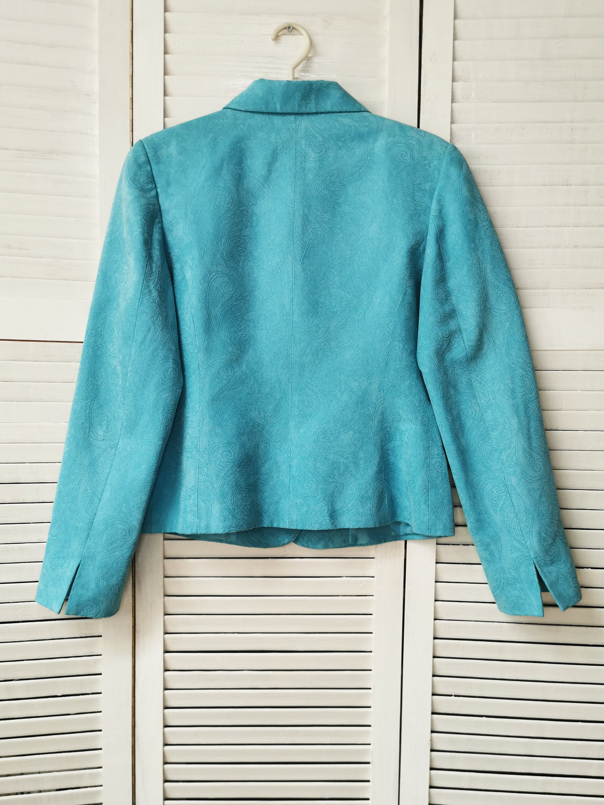 Vintage 90s blue paisley pattern button down blazer jacket