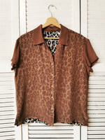 Load image into Gallery viewer, Vintage 90s brown double layer short sleeve blouse top
