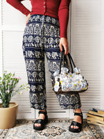 Load image into Gallery viewer, Vintage 90s Ethnic Folk print blue harem pants
