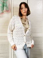 Load image into Gallery viewer, Vintage 80s white cotton knitted cardigan with buttons
