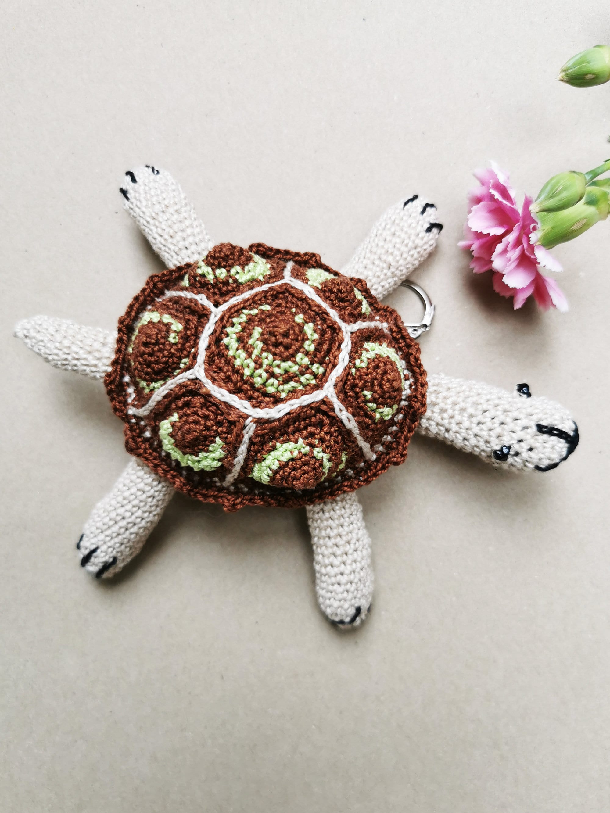 Handmade crochet Turtle keychain