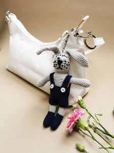 Handmade crochet Rabbit Boy keychain