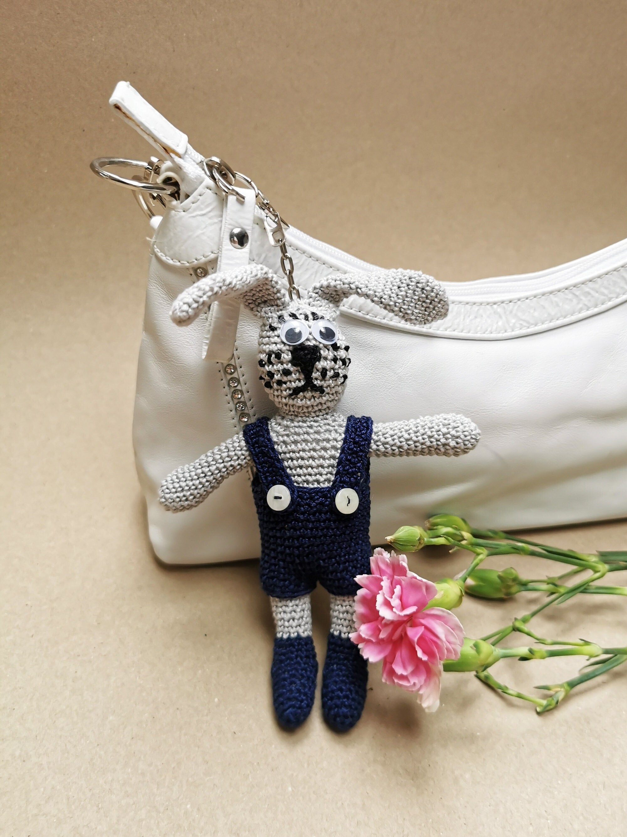 Handmade crochet Rabbit Boy keychain