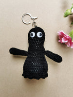 Load image into Gallery viewer, Handmade crochet Black Ghost keychain
