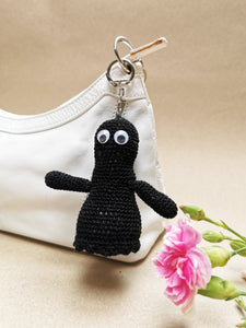 Handmade crochet Black Ghost keychain