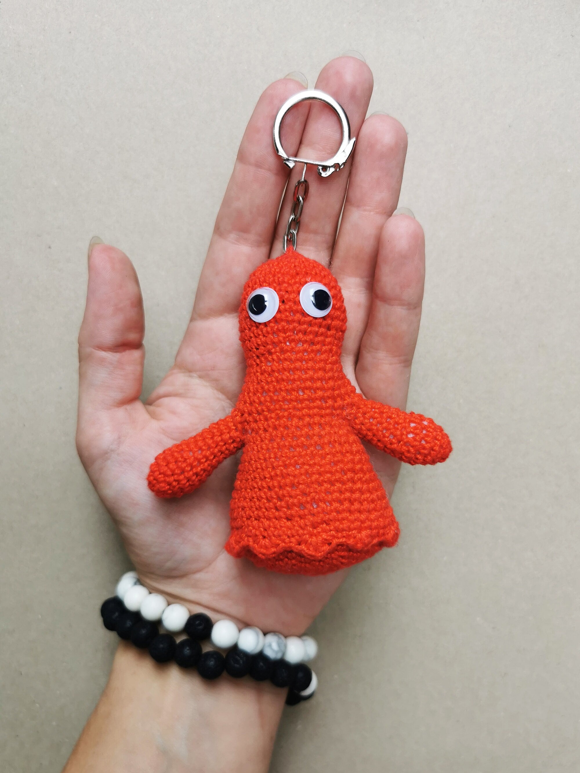 Handmade crochet Red Ghost keychain