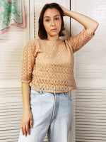 Load image into Gallery viewer, Vintage 90s minimalist pink fishnet top blouse
