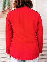 Load image into Gallery viewer, Vintage 80s red minimalist embroidered blazer jacket
