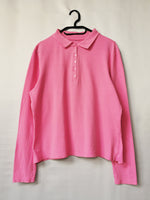 Load image into Gallery viewer, Vintage Y2K 00s minimalist pink long sleeve polo jumper top
