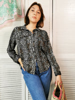 Load image into Gallery viewer, Vintage 90s snakeskin print jersey oversize blouse
