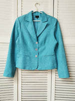 Load image into Gallery viewer, Vintage 90s blue paisley pattern button down blazer jacket
