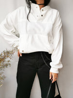 Load image into Gallery viewer, Vintage 90s white oversize button collar unisex sweatshirt
