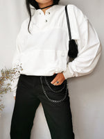 Load image into Gallery viewer, Vintage 90s white oversize button collar unisex sweatshirt
