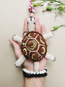 Handmade crochet Turtle keychain