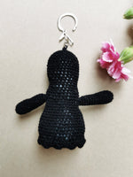 Load image into Gallery viewer, Handmade crochet Black Ghost keychain
