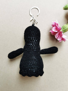 Handmade crochet Black Ghost keychain