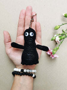 Handmade crochet Black Ghost keychain