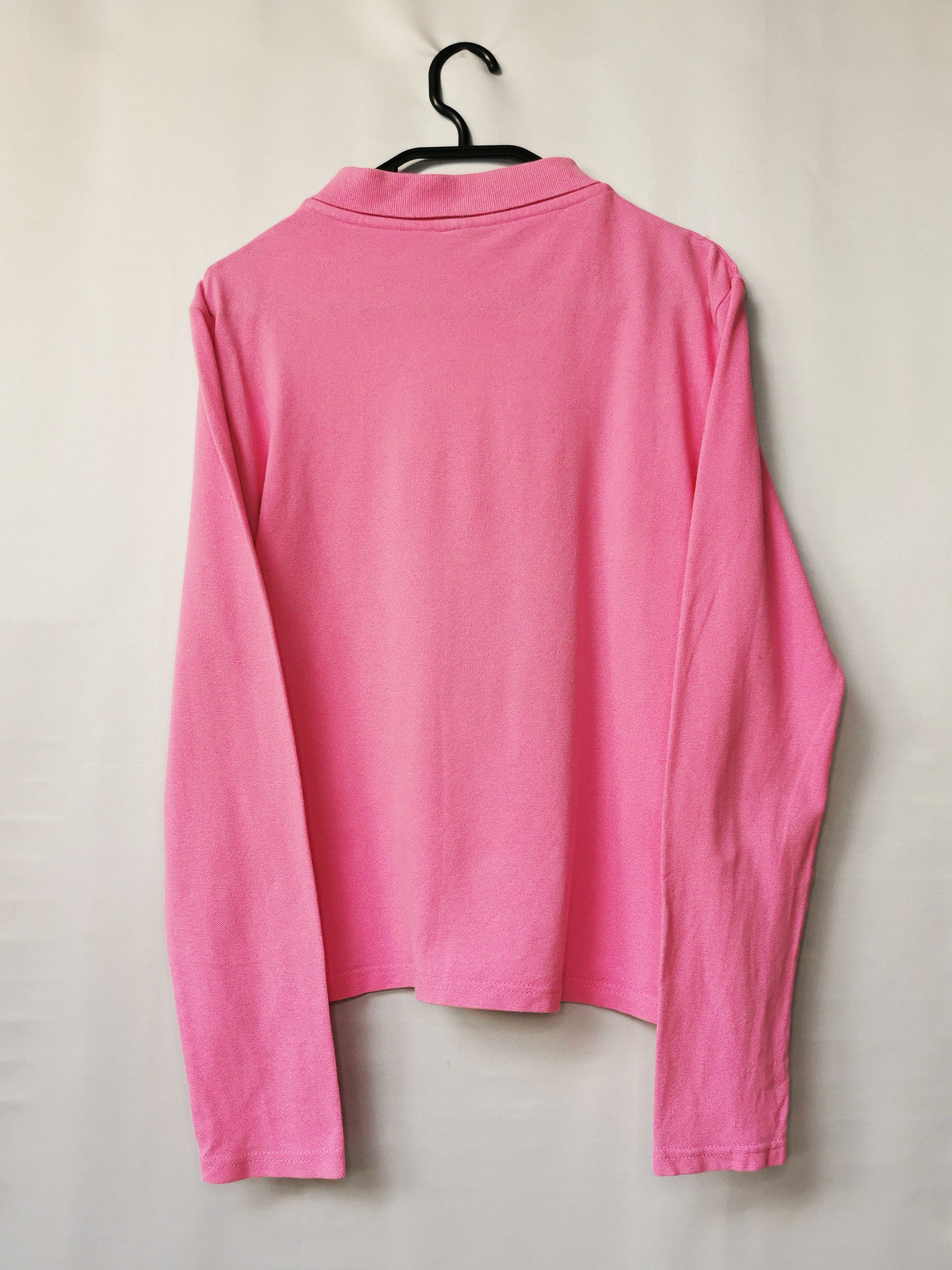 Vintage Y2K 00s minimalist pink long sleeve polo jumper top