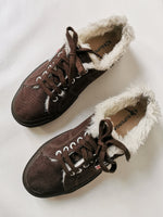 Load image into Gallery viewer, Vintage 90s brown faux fur lined sneakers shoes
