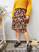 Load image into Gallery viewer, Vintage 90s black paisley print chiffon midi skirt
