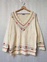 Load image into Gallery viewer, Vintage 80s cream pastel oversize Moms sweater
