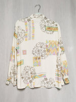 Load image into Gallery viewer, Vintage 90s abstract print milky white button down blouse
