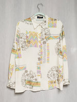 Load image into Gallery viewer, Vintage 90s abstract print milky white button down blouse
