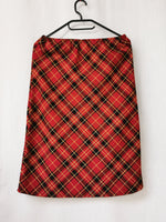 Load image into Gallery viewer, Vintage 90s tartan plaid red midi pencil skirt
