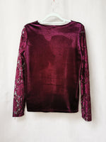 Load image into Gallery viewer, Vintage 90s purple sheer sleeve velveteen Party top
