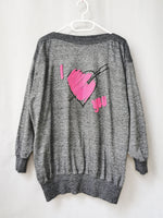 Load image into Gallery viewer, Vintage 90s grey heart print oversized sweatshirt
