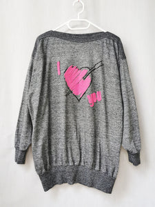 Vintage 90s grey heart print oversized sweatshirt