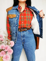 Load image into Gallery viewer, Vintage 90s blue Western denim vest gilet with Sherpa lining
