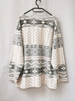 Load image into Gallery viewer, Vintage 90s grey fleece Fair isle print sweatshirt top
